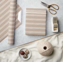 Boho Modern Gender Neutral Striped Simple Taupe Geschenkpapier