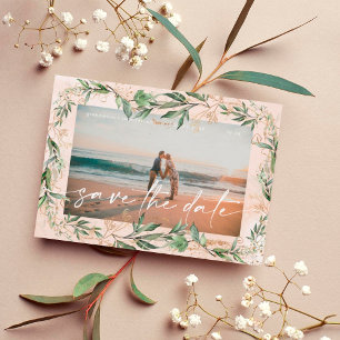 Boho Modern Golden Eukalyptus Grüne Abstrakte Regi Save The Date