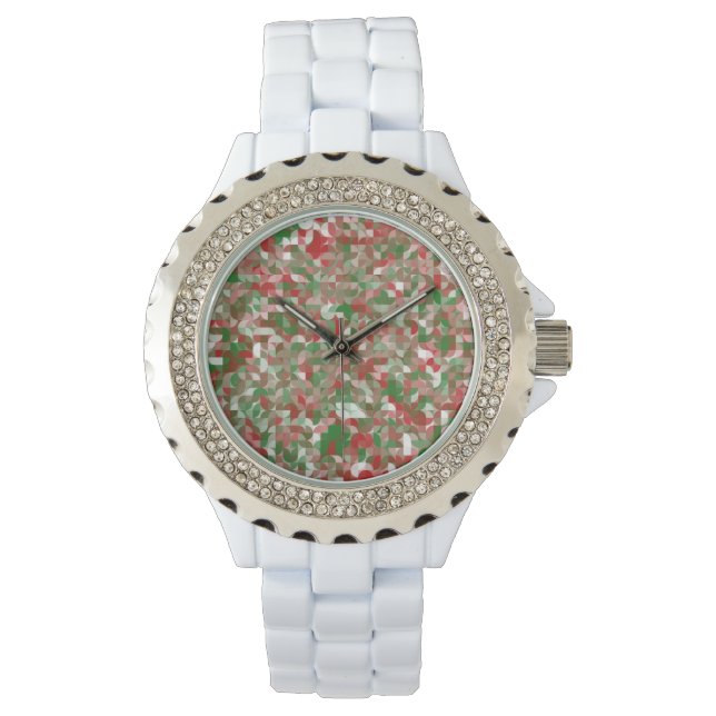 Boho Modern Groovy Christmas Geometric Pattern Armbanduhr (Vorderseite)