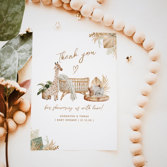 Boho Modern Heart Gender Neutral Baby Shower Dankeskarte (Von Creator hochgeladen)