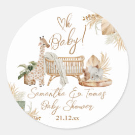 Boho Modern Heart Gender Neutral Baby Shower Runder Aufkleber