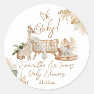 Boho Modern Heart Gender Neutral Baby Shower Runder Aufkleber