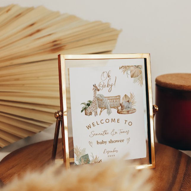 Boho Modern Heart Schriftart Baby Dusche Willkomme Poster (Von Creator hochgeladen)