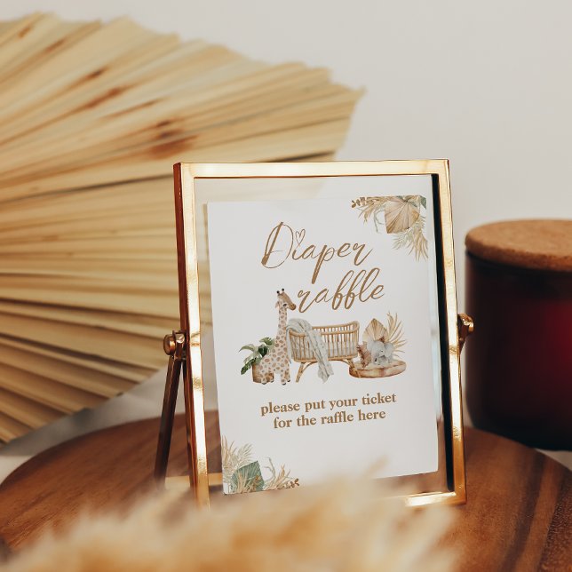 Boho Modern Heart Schriftart Babydusche Windeln Poster (Von Creator hochgeladen)