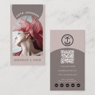 Boho-Modern-Makeup-Haar-Arch-Photo-QR-Code-Logo Visitenkarte