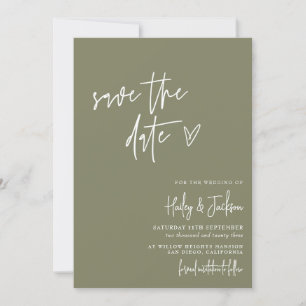 Boho Modern Minimalistisch Green Save the Date Car Einladung