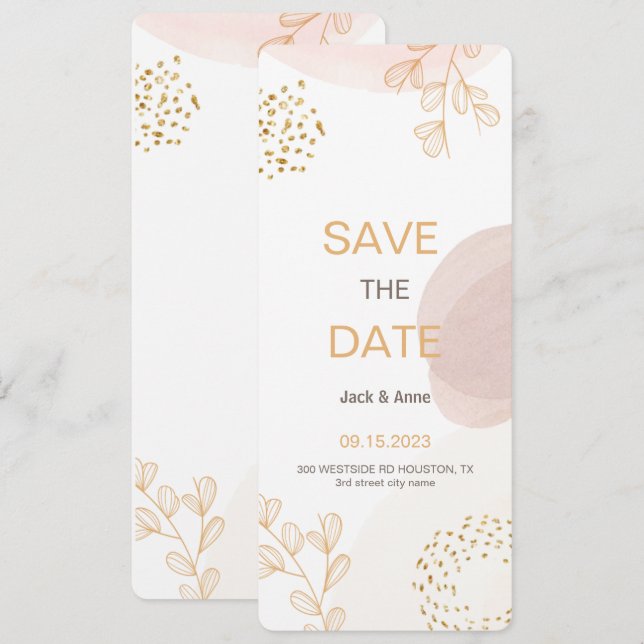 Boho Modern Minimalistisch Save the Date (Vorne/Hinten)