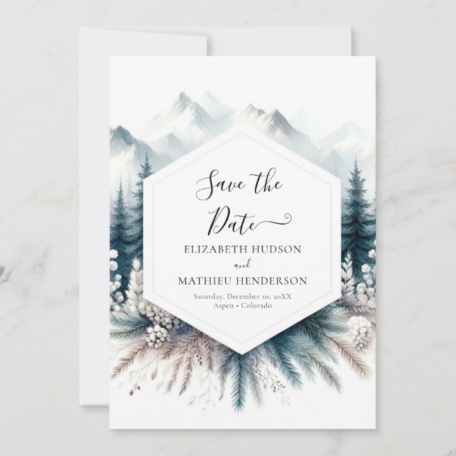 Boho Modern Mountain Wedding Save The Date (Vorderseite)