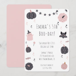 Boho Modern Pink Halloween Geburtstagseinladung Einladung