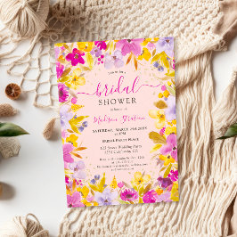 Boho modern purple lavender floral bridal shower einladung