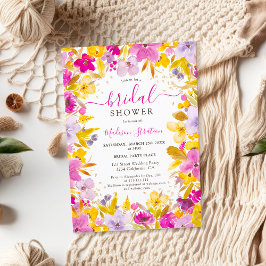 Boho modern purple lavender floral bridal shower einladung