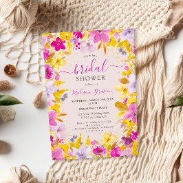 Boho modern purple lavender floral bridal shower einladung