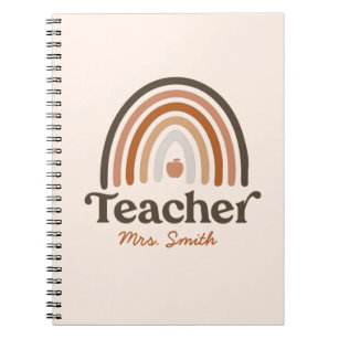 Boho Modern Rainbow Apple - Personalisiert Teacher Notizblock