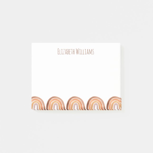 Boho Modern Rainbow Name School  Post-it Klebezettel (Vorderseite)