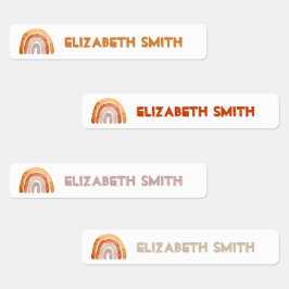 Boho Modern Rainbow Personalisiert Name School Etiketten