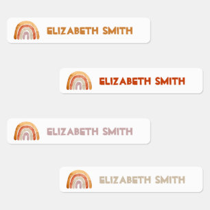 Boho Modern Rainbow Personalisiert Name School Etiketten