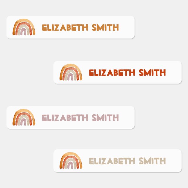 Boho Modern Rainbow Personalisiert Name School Etiketten (Gruppe)