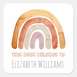 Boho Modern Rainbow Personalisiert Name School Quadratischer Aufkleber