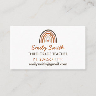 Boho Modern Rainbow Teacher Apple Visitenkarte