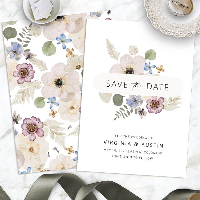 Boho Modern Save the Date (Boho Modern Watercolor Floral Save The Date by Painted Paperie
)