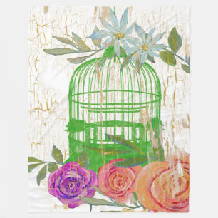 Boho Modern Vintage Floral Vogelkäfig Holz Fleecedecke