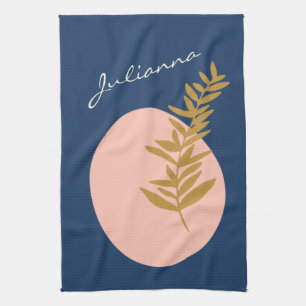 Boho Moderne Abstrakte botanische Kunst Geschirrtuch