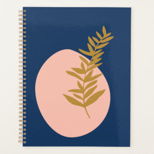 Boho Moderne Abstrakte botanische Kunst Rosa Blau Planer