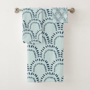 Boho Moderne Abstrakte Lines Brushstrokes Aqua Badhandtuch Set