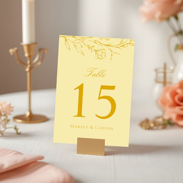 Boho Moderne Buttergelbe Hochzeit Tischnummer (Von Creator hochgeladen)