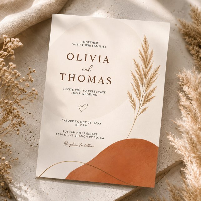 Boho Moderne Erdtöne Terrakotta Hochzeit Einladung (Von Creator hochgeladen)
