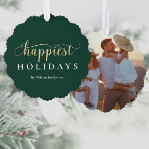 Boho Moderne Familienfoto Ornament Karte