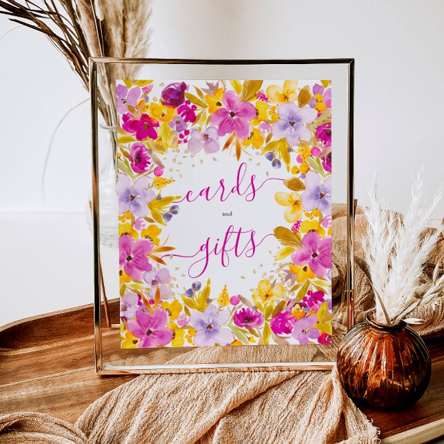 Boho moderne lila Blumenkarten Geschenke Bridal Poster (Boho modern purple floral cards gifts bridal poster)