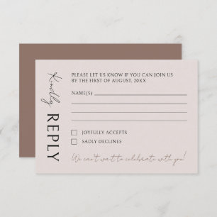 Boho Moderne Minimalistische Hochzeit RSVP Karte