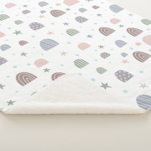 Boho moderne pastellfarbene Regenbogenstars Sherpadecke
