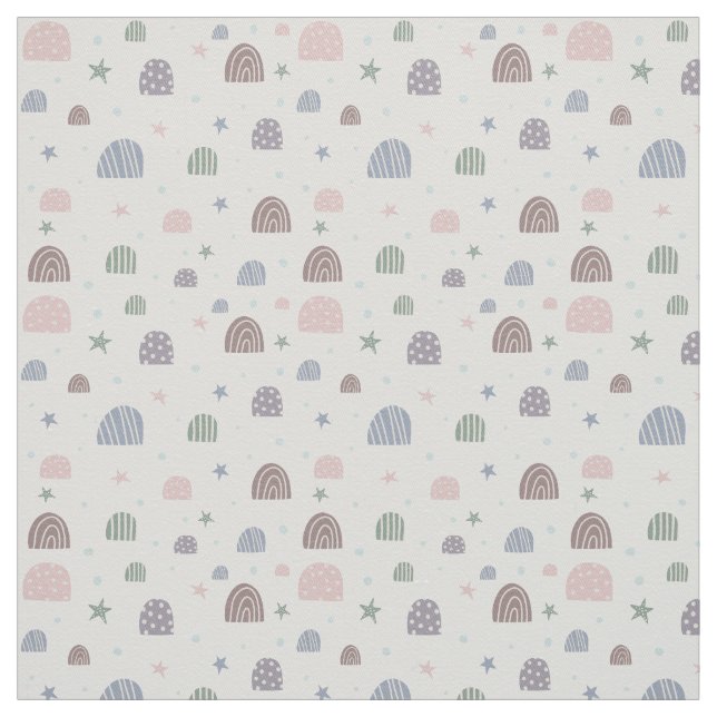 Boho moderne pastellfarbene Regenbogenstars Stoff (Muster)