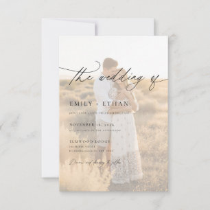 Boho Moderne Vellum-Overlay-Foto-QR-Code-Hochzeit  Einladung