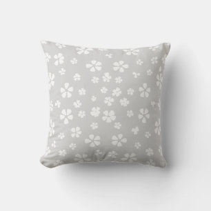 Boho moderne weiße Wildblume staubig grau Kissen