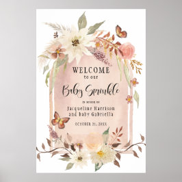 BOHO Moderner Fall Blumenrinkle Herzlich willkomme Poster