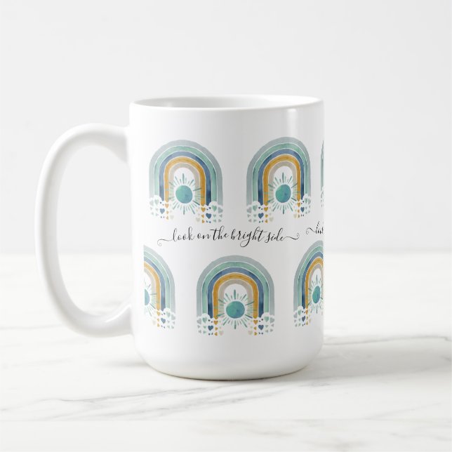 BOHO Moderner Regenbogen Sonne Herz Wasserfarbe Bl Kaffeetasse (Links)