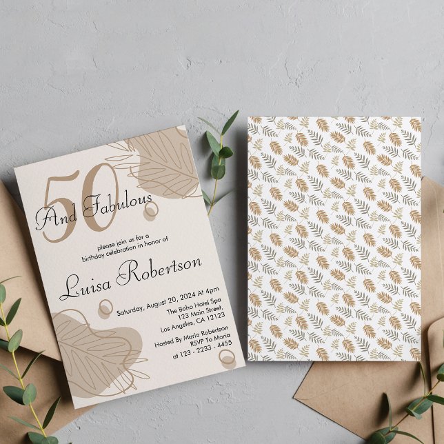 Boho Modernes Leaf im ganzen Alter Geburtstag Einladung (Von Creator hochgeladen)