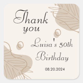 Boho Modernes Leaf im ganzen Alter Geburtstag Quadratischer Aufkleber