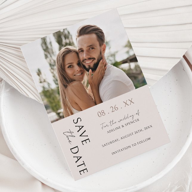 Boho Modernes Minimalistisches Foto Hochzeit Save The Date (Von Creator hochgeladen)