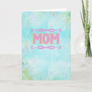 Boho Mom Birthday Card, Teal Pink Mandala Karte
