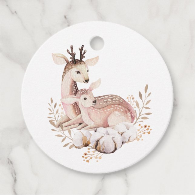 Boho Mommy and Baby Deer Baby Shower Vielen Dank Geschenkanhänger (Vorderseite)