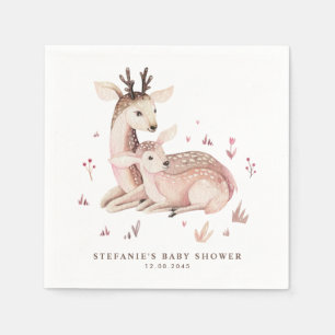 Boho Mommy and Baby Deer Woodland Baby Shower Serviette