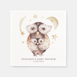 Boho Mommy and Baby Owl Babydusche Serviette