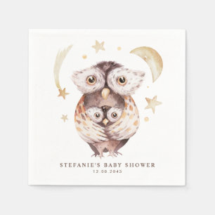 Boho Mommy and Baby Owl Babydusche Serviette