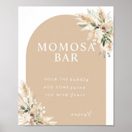 Boho Momosa Beige Pampas Grass Bar Poster