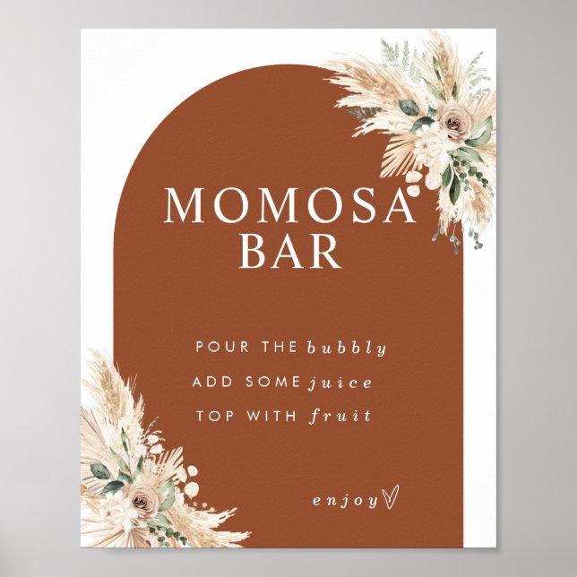 Boho Momosa Terracotta Pampas Grass Bar Poster (Vorne)