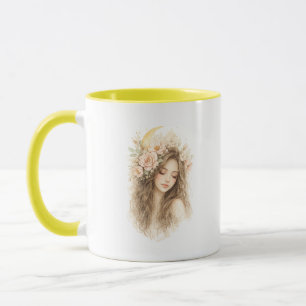 Boho Mond Frau Akzent Tasse